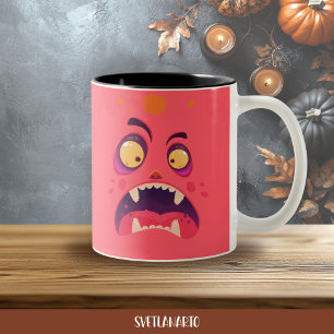 Em Dois Tons Caneca de Café do Monstro Chocado Vermelho de Hall