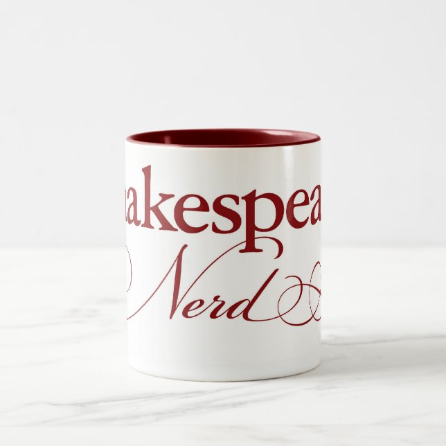 Em Dois Tons Caneca de café do nerd de Shakespeare (Centro)