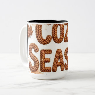 Em Dois Tons Caneca de Café do Outono com Padrão Tricotado de T