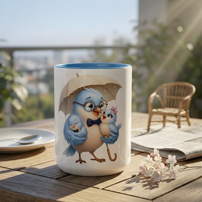Em Dois Tons Caneca de Café do Pai Pássaro Protetor  (Criador carregado)