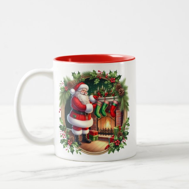 Em Dois Tons Caneca de Café do Papai Noel (Esquerda)