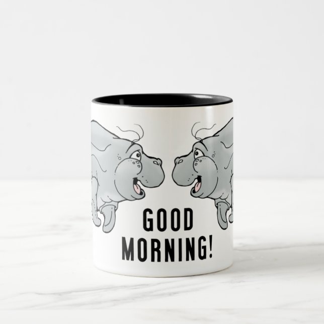 Em Dois Tons Caneca de café do peixe-boi do amigo do bom dia (Centro)