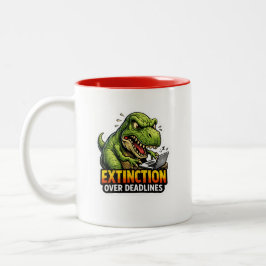 Em Dois Tons Caneca de Café do Prazo Final do Dinossauro Engraç