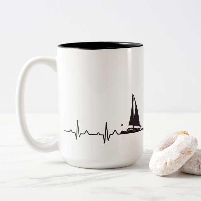 Em Dois Tons Caneca de café do pulso do barco (Com Donut)