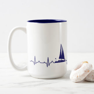 Em Dois Tons Caneca de café do pulso do barco dos azuis