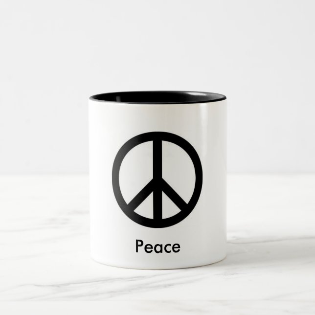 Em Dois Tons Caneca de café do sinal de paz (Centro)