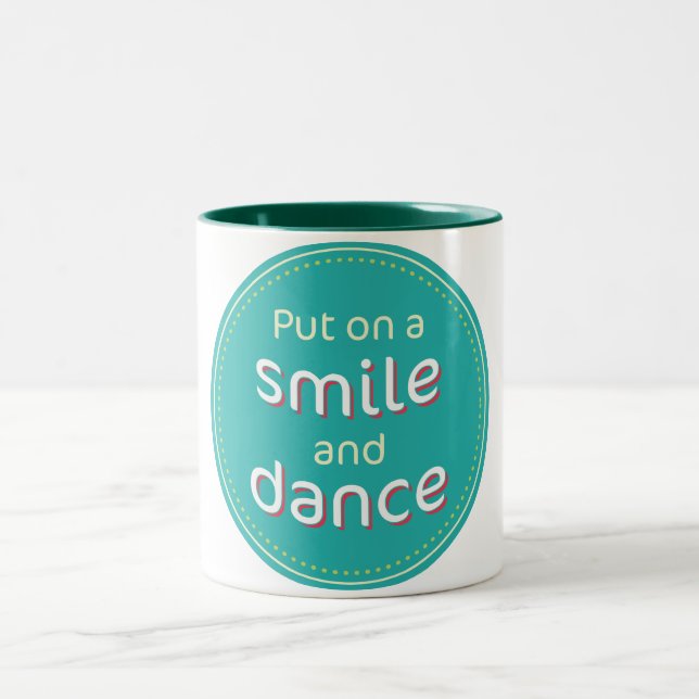 Em Dois Tons Caneca de café do sorriso e da dança (Centro)