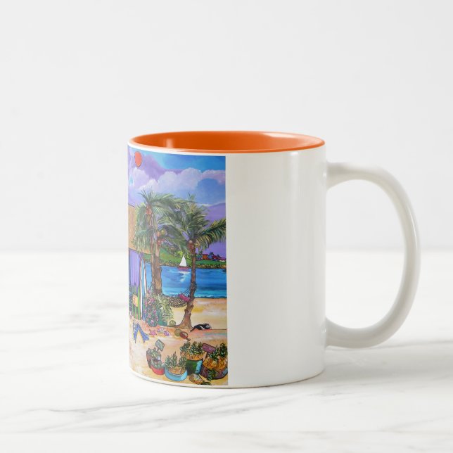 Em Dois Tons Caneca de café do tempo da ilha (Direita)