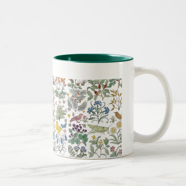 Em Dois Tons Caneca de café do teste padrão do jardim do (Direita)