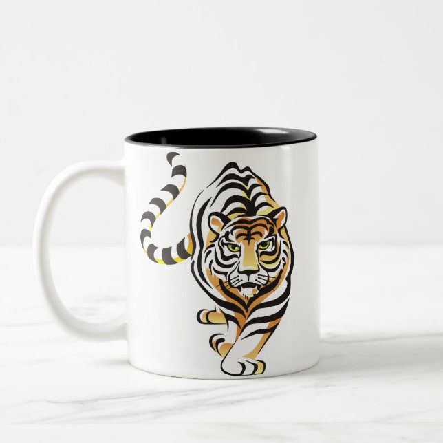 Em Dois Tons Caneca de café do tigre dos desenhos animados (Esquerda)