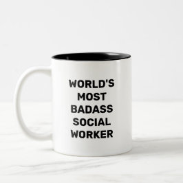 Em Dois Tons Caneca de Café do Trabalhador Social Mais Badass d