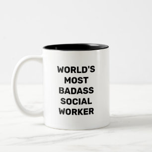 Em Dois Tons Caneca de Café do Trabalhador Social Mais Badass d