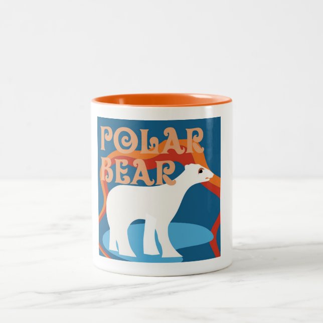 Em Dois Tons Caneca de café do urso polar do desenhista (Centro)