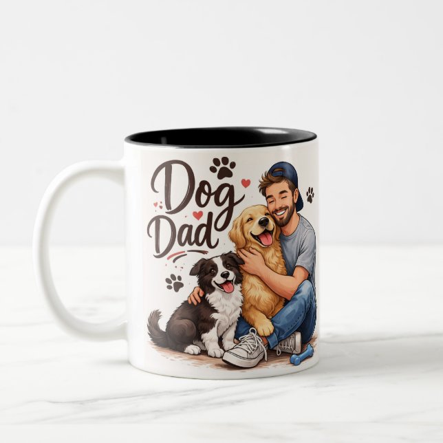 Em Dois Tons Caneca de café Dog Dad - Presente perfeito para am (Esquerda)