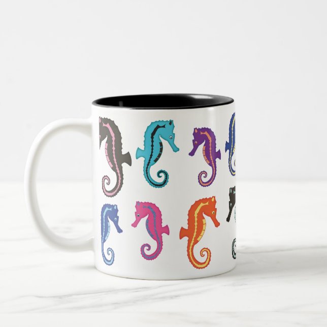 Em Dois Tons Caneca de café dos cavalos marinhos dos lotes O (Esquerda)