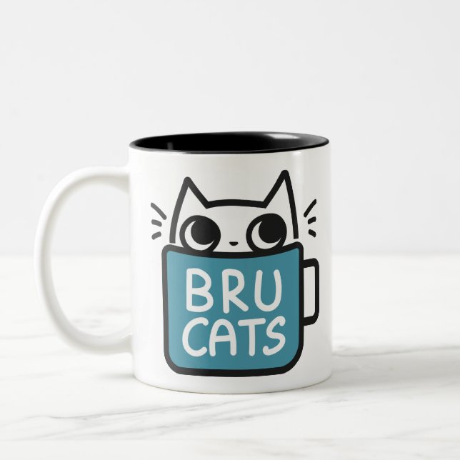 Em Dois Tons Caneca de café dos gatos de Bru (Esquerda)