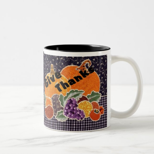 Em Dois Tons Caneca de café dos obrigados da acção de graças (Direita)