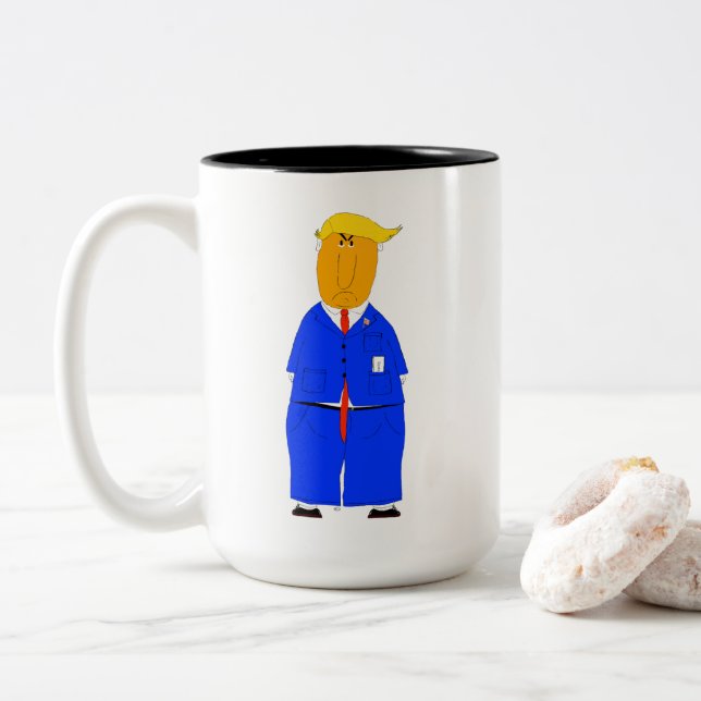 Em Dois Tons Caneca de café e chá engraçada do DJT Trump (Com Donut)