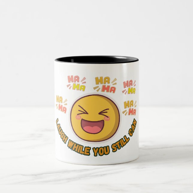 Em Dois Tons Caneca de Café Emoji de Riso (Centro)
