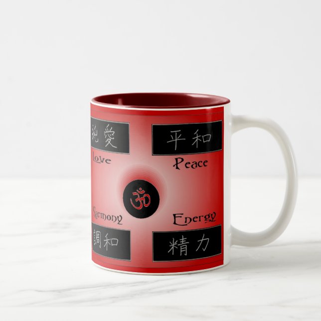 Em Dois Tons Caneca de Café Energia Harmonia Paz Amor (Direita)