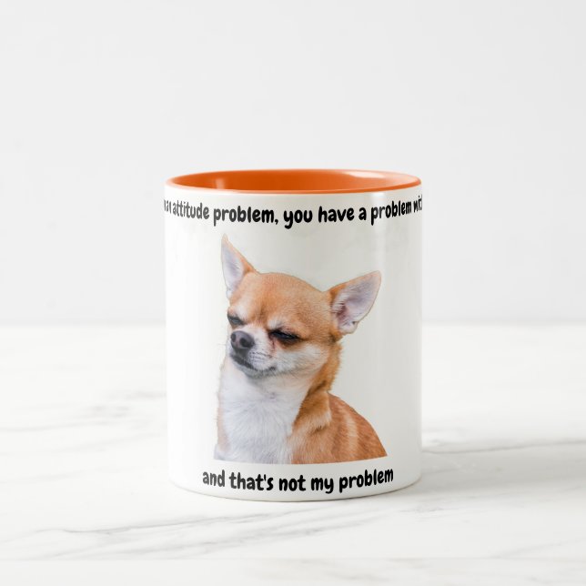 Em Dois Tons Caneca de Café Engraçada com Atitude de Chihuahua (Centro)