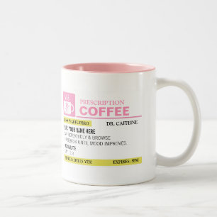 Em Dois Tons Caneca de café engraçada da prescrição