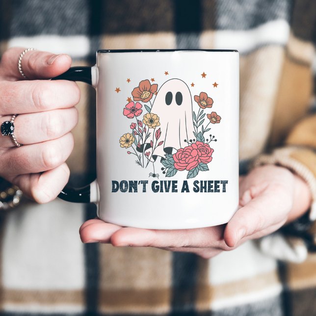 Em Dois Tons Caneca de café engraçada de Halloween com fantasma (Criador carregado)