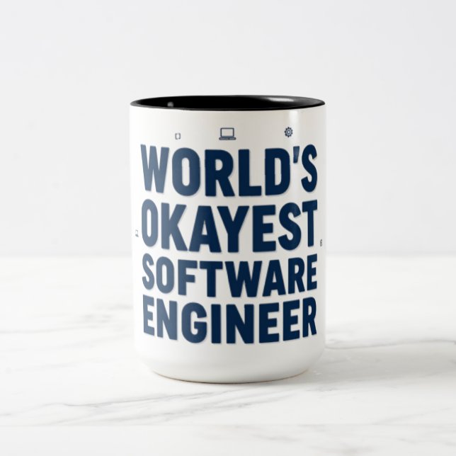 Em Dois Tons Caneca de Café Engraçada de Software Engineer Medi (Centro)