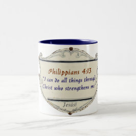 Em Dois Tons Caneca de Café Escudo Filipenses 4:13