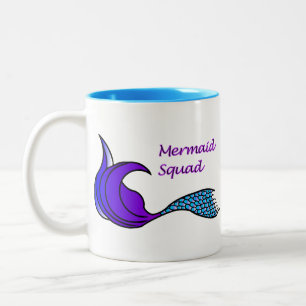 Em Dois Tons Caneca de café esquadrão de Sereia azul e roxa