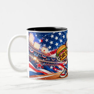 Em Dois Tons Caneca de Café Esqueleto de Beisebol EUA Divertida