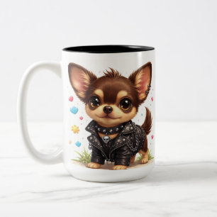 Em Dois Tons Caneca de Café Estilo Chihuahua Punk
