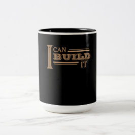 Em Dois Tons Caneca de Café 'Eu Posso Construir' (Preta)