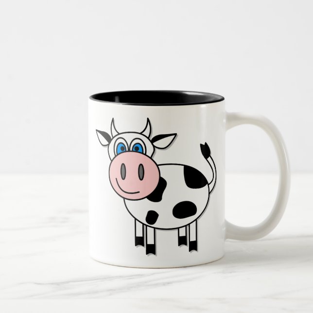 Em Dois Tons Caneca de café feliz da vaca do menino (Direita)