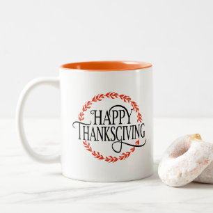 Em Dois Tons Caneca de café Feliz Dia de Ação de Graças