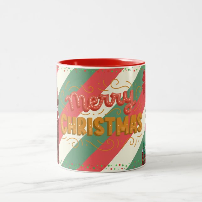 Em Dois Tons Caneca de café Feliz Natal (Centro)