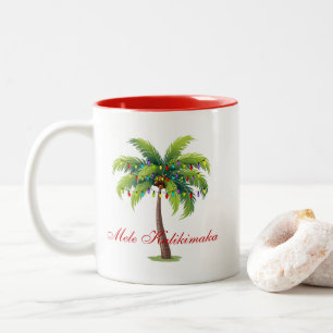 Em Dois Tons Caneca de Café Feliz Natal/Mele Kalikimaka