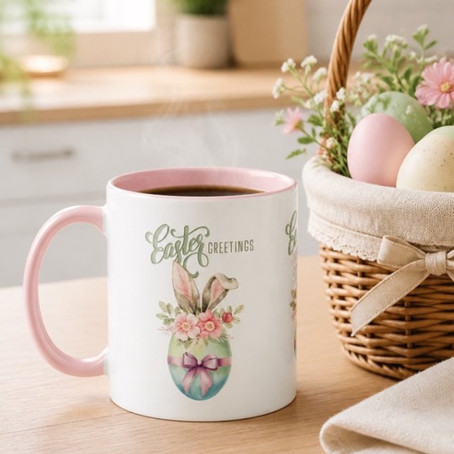 Em Dois Tons Caneca de Café Feliz Páscoa (Criador carregado)