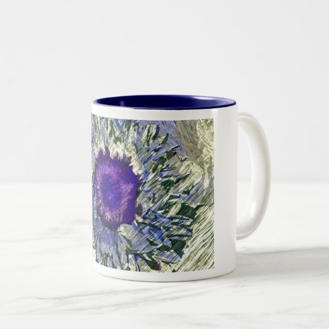 Em Dois Tons Caneca de Café Flor Roxa (Frente Esquerda)