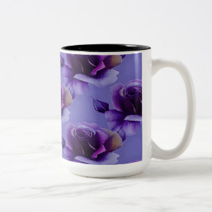 Em Dois Tons Caneca de café floral do teste padrão dos rosas