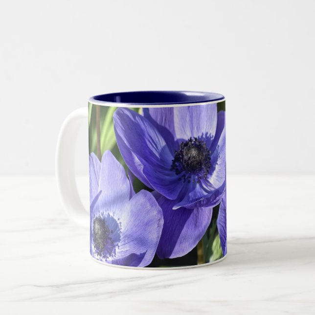 Em Dois Tons Caneca de Café Flores Violeta do Jardim (Frente Esquerda)
