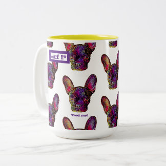 Em Dois Tons Caneca de Café Frenchie Fofa e Colorida