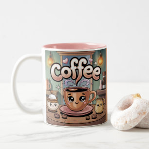 Em Dois Tons Caneca de Café Fumegante Rosa Charmosa de Duas Cor