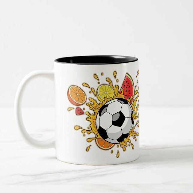 Em Dois Tons Caneca de Café Funny Soccer Fruit Splash (Esquerda)