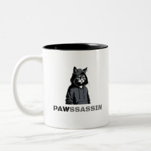 Em Dois Tons Caneca de Café Gata da Rua PAWSSASSIN