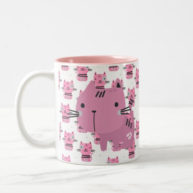 Em Dois Tons Caneca de Café Gatos Rosa (Esquerda)