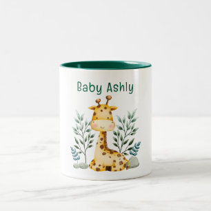 Em Dois Tons Caneca de Café Girafa Laranja Com Nome da Beleza M