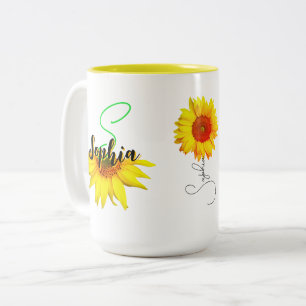 Em Dois Tons Caneca de Café Girassol Único (Nome, Presente de M