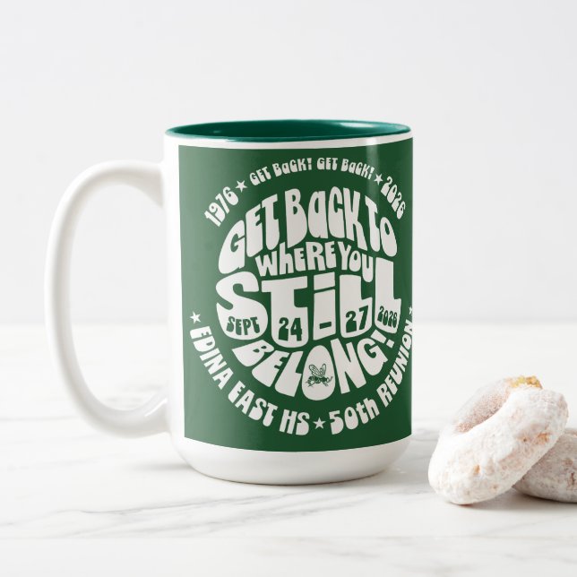 Em Dois Tons Caneca de Café Grande de 16 oz: Verde e Branco (Com Donut)