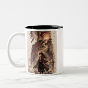 Em Dois Tons Caneca de Café Guerreiro Épico de Anime – Jornada